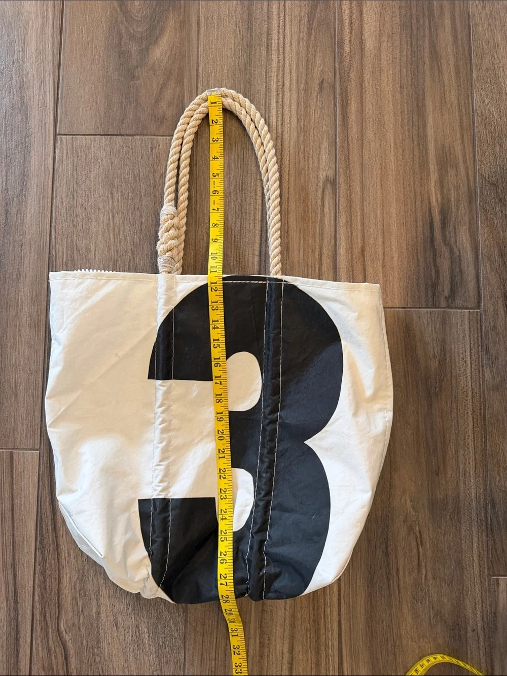 Sea Bags Maine Tote Bag with Black Number 3 Print - Rope Handles. Recycled Sails - Picture 16 of 16